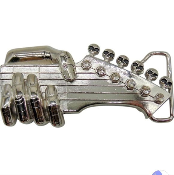 New silver guitar belt buckles fits 1.5 belts - Picture 1 of 2